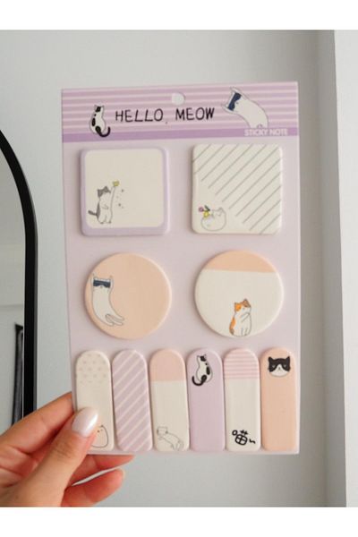 Planet Butik Purple Cat Designed Post-it Set
