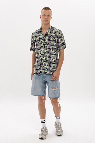 S-Ponder Beetlejuice Patterned Men's Viscose Short Sleeve Shirt