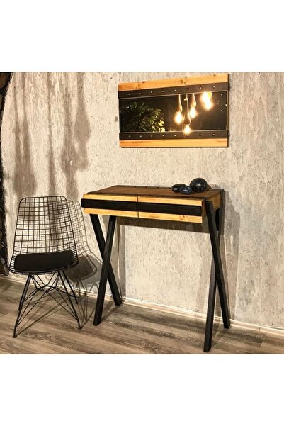 Prusa Dekor Magnum Aynalı, Çekmeceli, Ahşap Ayaklı Dresuar Doğal Ladin Ağacı