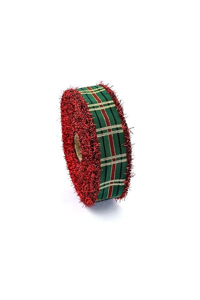 FANTASTIC KURDELE Red Fringed Woven Christmas Ribbon (25mm Width - 10m Length)