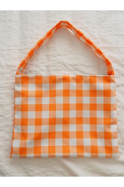 Planet Butik Yellow Checkered Bag with Bow Design