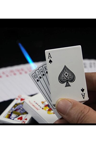 İNDİRİM CENTER Sıradışı Metal Poker Iskambil Kartları Temalı Jet Çakmak