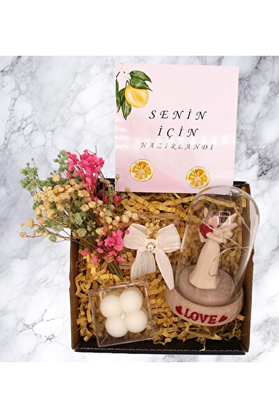 HEDİYEBİZİZ Hediye Kutusu - Melek Cam Fanus & Bubble Mum