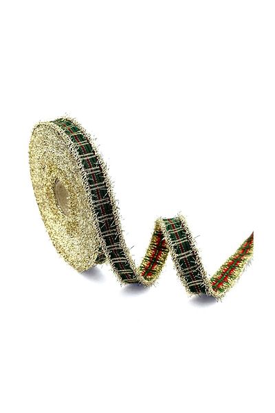 FANTASTIC KURDELE Gold Fringed Woven Christmas Ribbon (16mm Width - 10m Length)