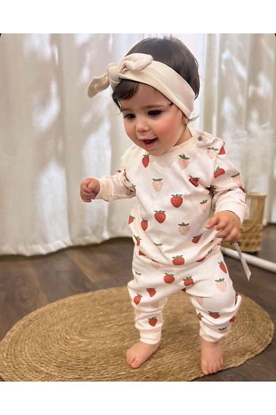 H HONEY BABY STRAWBERRY PRINT 3-PIECE BABY SET
