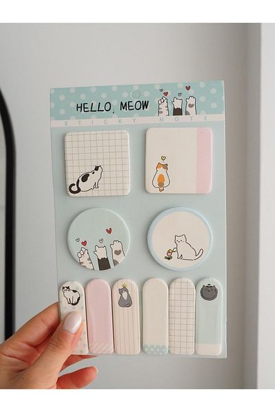 Planet Butik Blue Cat Designed Post-it Set