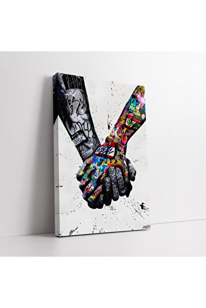 KOSS Dijital Banksy Holding Hands Graffiti Lover Gift Canvas Painting