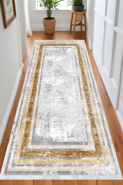Carpetti Dijital Baskı Yıkanabilir Kaymaz Taban Salon Halısı Ve Yolluk CR177-...