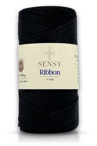 SENSY شريط بوليستر أسود فاخر - حبل 200 جرام حبل مكرامية