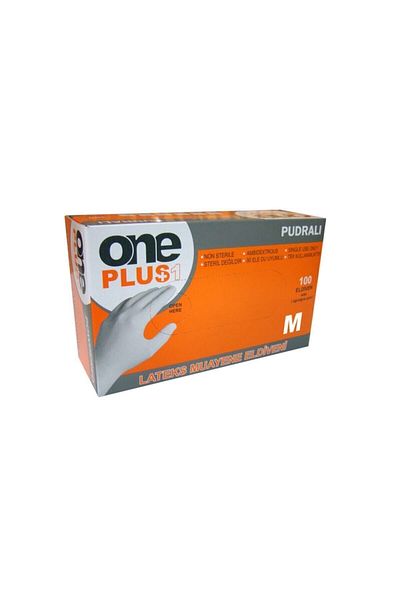 Oneplus One Plus Latex Powdered Examination Gloves M 100pcs
