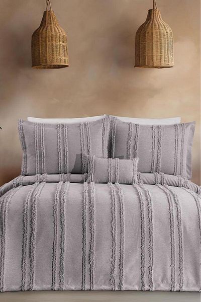 Çeyiz Diyarı Gray Double Bedspread - Ways Chenille