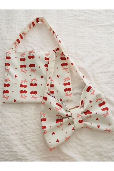 Planet Butik Aesthetic Cherry Bow Patterned Bag