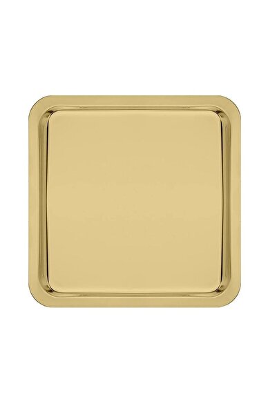 İDİL Lüx Paslanmaz Çelik Kahve, Çay, Dekoratif Sunum Servis Tepsisi Gold Kare Tepsi 1 Adet