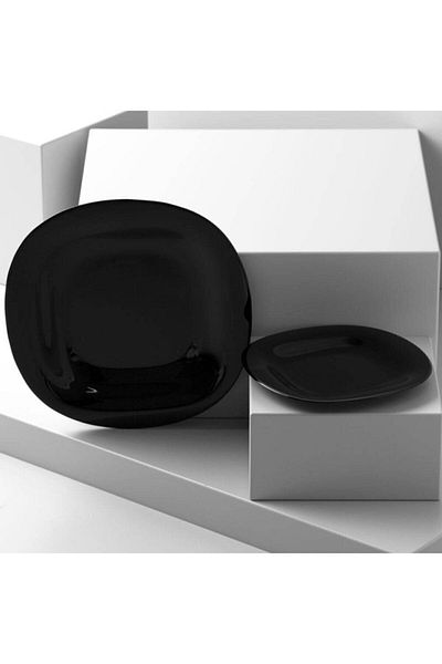 Luminarc Carine Black Fruit Cake Plate - 6 Pieces, 19 Cm Dessert