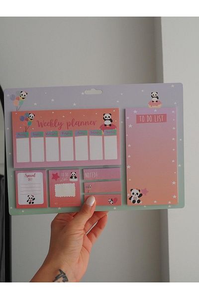 Planet Butik Panda Patterned Large Post-it Set - Weekly Planner Design