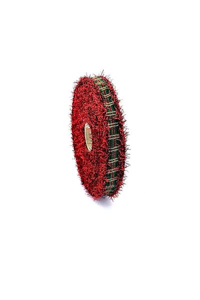 FANTASTIC KURDELE Red Fringed Woven Christmas Ribbon (16mm Width - 10m Length)