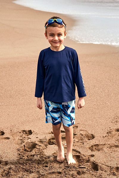 Marina Boy's Navy Blue Patterned Shorts - B2436