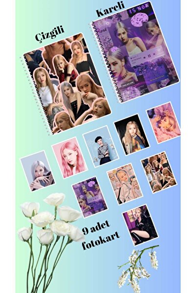 animeandyourworld rose blackpink  swift defter 2 adet  çizgili ve kareli + 9 ...