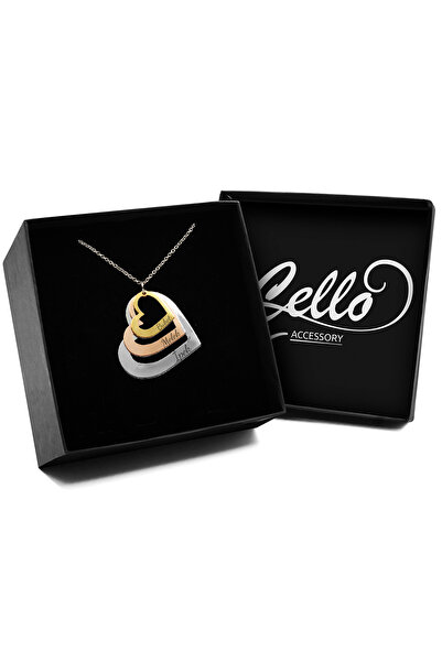 Apollon Gift Üç İsimli Kişiye Özel Kalp Kolye