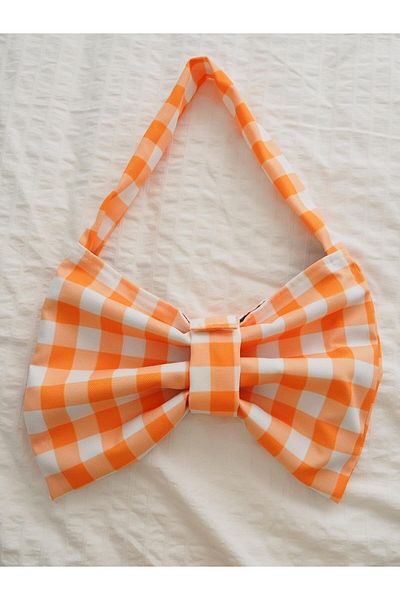 Planet Butik Yellow Checkered Bag with Bow Design