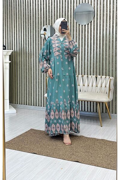 Moda Krash Patterned Raincoat Viscose Dress - Authentic