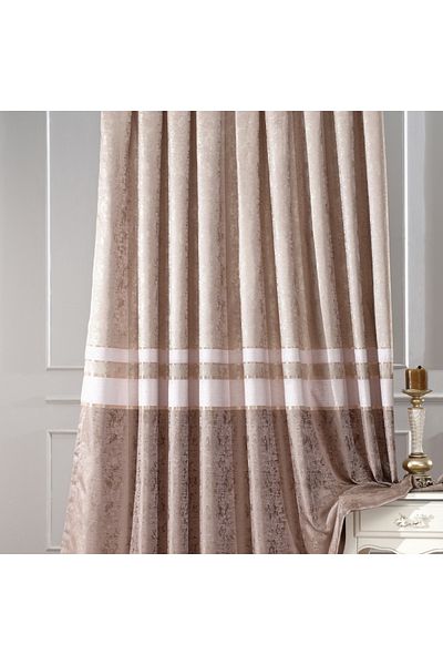 Solinas Collection Κρέμα - Καφέ Πάνελ 1 X 3 Κουρτίνα με πτυχωτό φόντο - Μονό Πτερύγιο