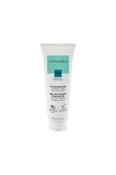 SEPHORA Pbt Prebiotics Clean Skin Gel - Prebiotic Facial Cleansing Washing Gel for Face, Eye and Neck 125ml