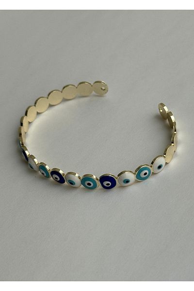 KİLİGİSTANBUL Enameled Bracelet with Evil Eye Beads