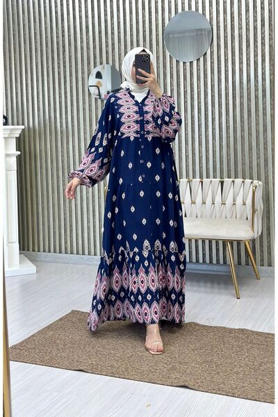 Moda Krash Patterned Raincoat Viscose Dress - Authentic