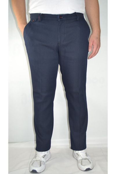 Bomonti Men's Striped Regular Cotton Trousers - Battal