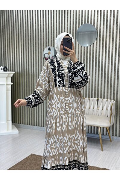 Moda Krash Yzlik Viscose Dress - Geometric Pattern