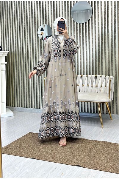 Moda Krash Patterned Raincoat Viscose Dress - Authentic