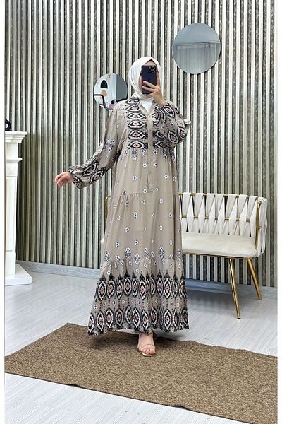 Moda Krash Patterned Raincoat Viscose Dress - Authentic