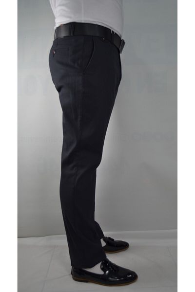 Bomonti Men's Striped Regular Cotton Trousers - Battal