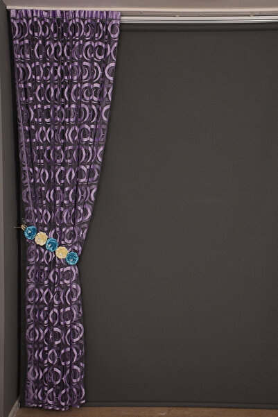 AKÇA TEKSTİL DOUBLE COLOR LILA ROPE CURTAIN READY BUTTONS STITCHED ROPE CURTAIN 300*240 cm
