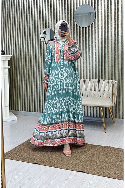 Moda Krash Yzlik Viscose Dress - Geometric Pattern