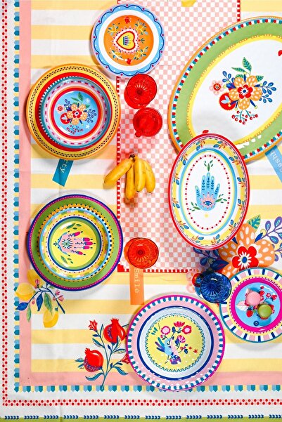 Baci Milano Mamma Mia 6'lı Vazo Desenli Tabak Seti 21,5 Cm