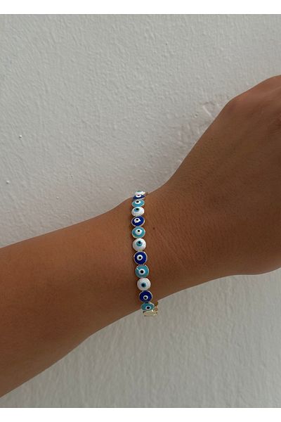 KİLİGİSTANBUL Enameled Bracelet with Evil Eye Beads