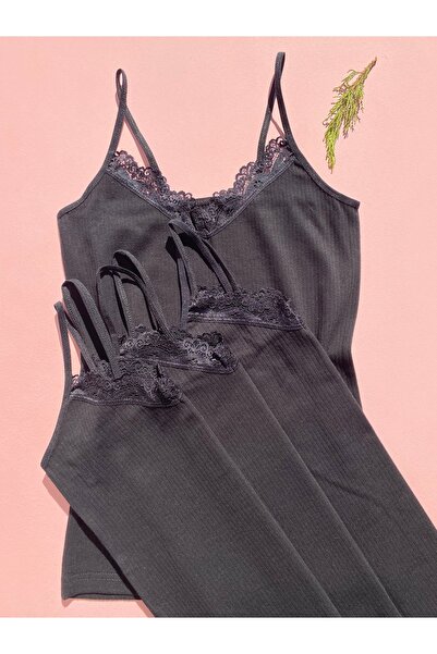 LEYNA BUTİK 4 bucăți pentru femei, cu curele din fire negre, bumbac, lycra, d...