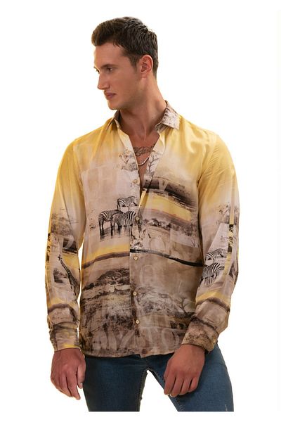 Exve Exclusive Zebra and madaGascar Themed Cotton Slim Fit Shirt - Custom DesiGn DiGital Print