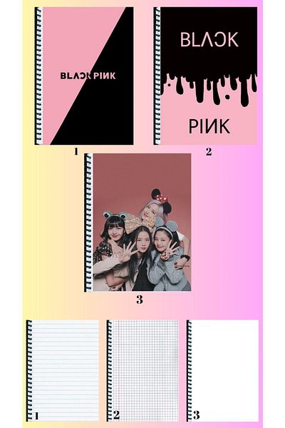 animeandyourworld BlackpinkA4 notebook 3 pieces lined + checkered + unlined large size 21 * 29 cm super set