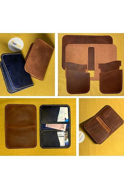 AiryFooT DIY Ready Cut Piece Leather Bifold Vertical Crazy Leather Hobby για την κατασκευή ανδρικών πορτοφώνων