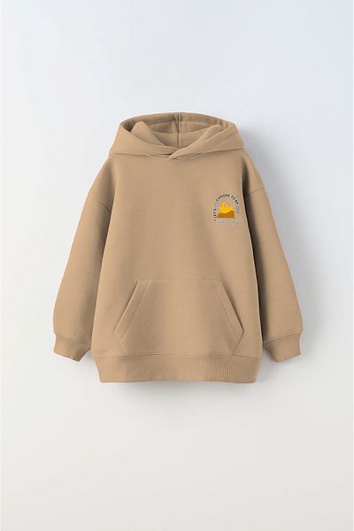 The Champ Clothing Hanorac pentru copii unisex bej - cu glugă, imprimat fleece, Let's Choose To Be Kind