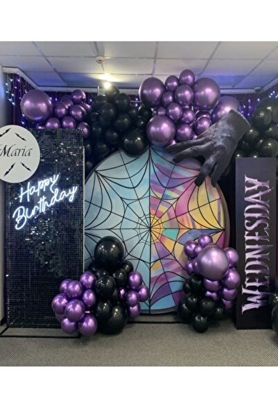 party mix Wednesday Doğum Günü Balon Zinciri 65'li | Wednesday Parti Balonları |