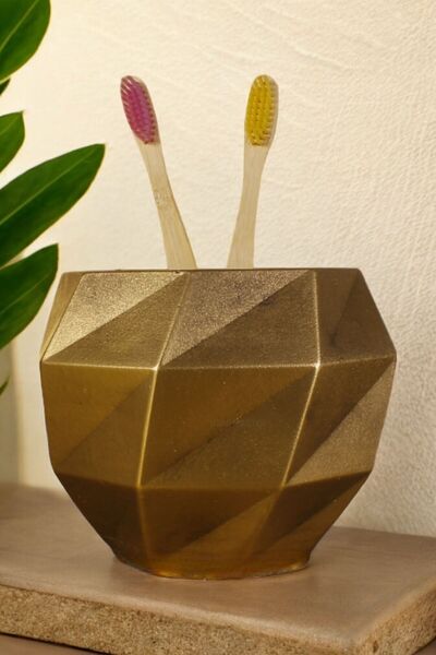 Star Master Diş Fırçası Kabı Diş Fırçalığı Fırçalık Altın Eskitme Renk Model 20