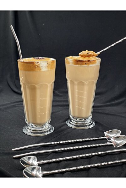 YzHome 5 Lı Metal Kaşıklı Pipet Paslanmaz Çelik Pipet Temizleme Fırçası Hediyeli Sadece Pipet