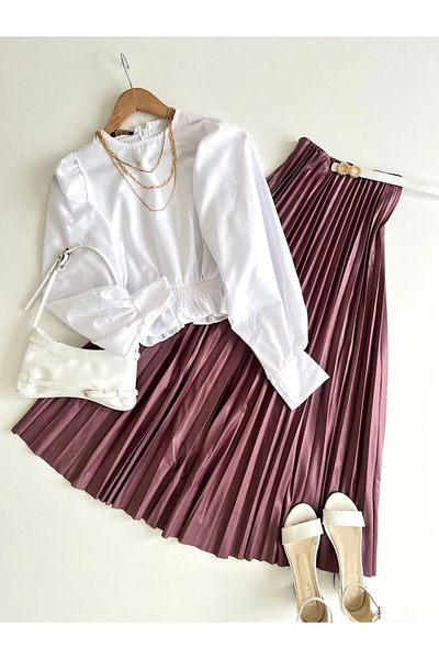 ENDAMIM Terrycoton Short Blouse - Balloon Sleeve Design