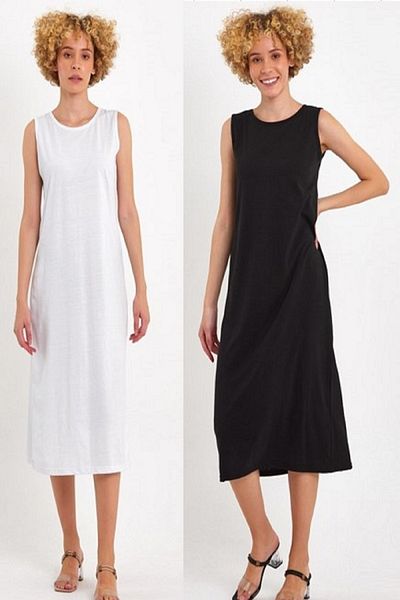 HUMA TEKSTİL 2-Piece Black and White Sleeveless Dress Liner Underwear Underskirt Petticoat