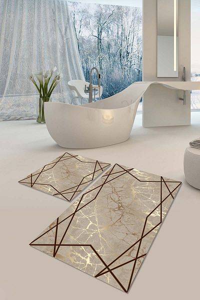 YTR HOME Ψηφιακό τυπωμένο διακοσμητικό σετ πατάκι μπάνιου