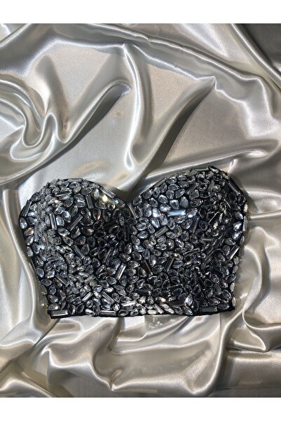 Miss Monalisa Moda Taşlı Crop Astarlı Korse Detaylı Büstiyer
